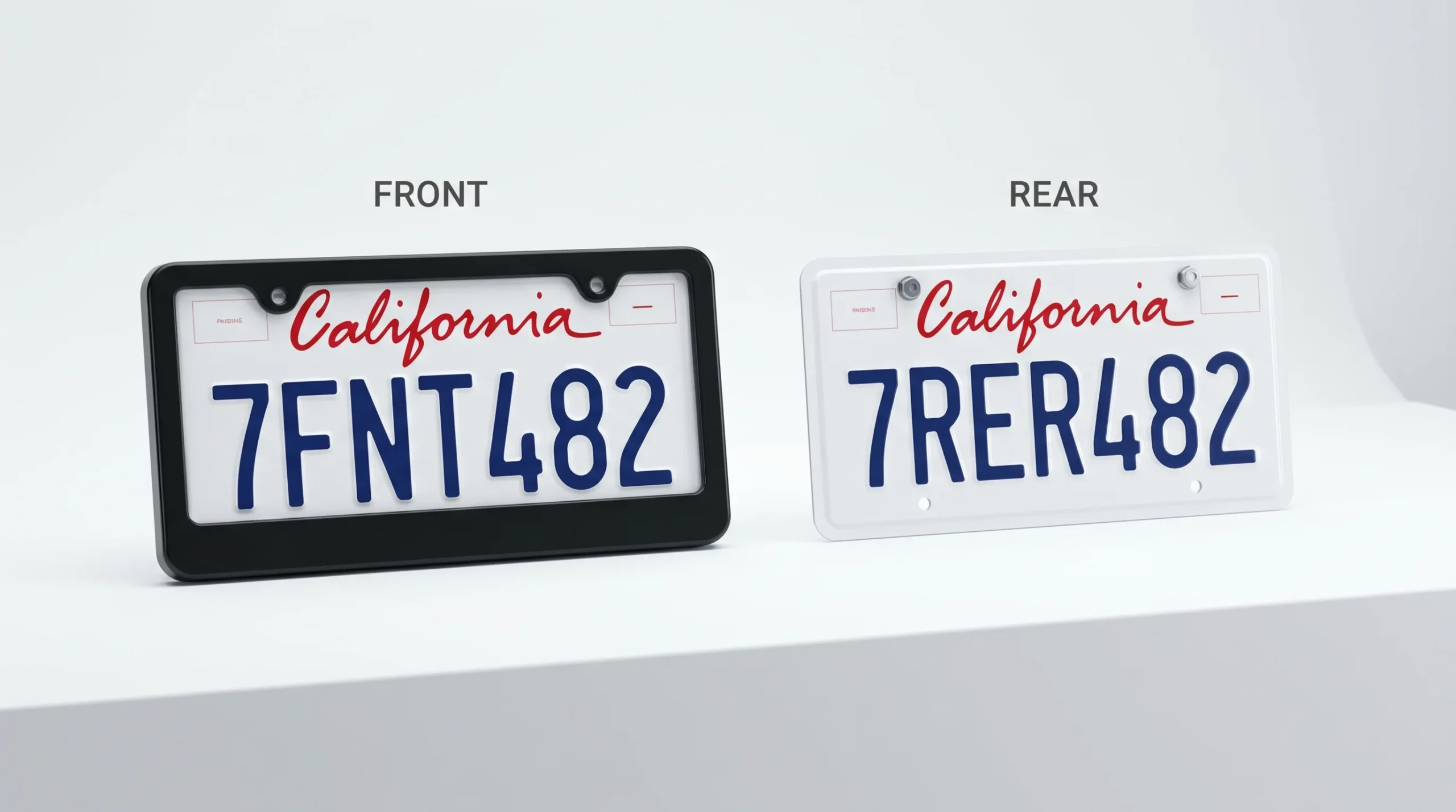 Front and rear license plates displayed side by side